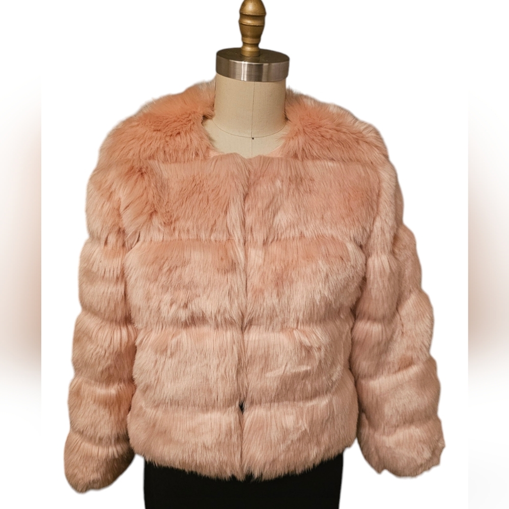 EUC | Lanshifel | Women's Light Pink Faux Fur Jacket Coat | Size: M